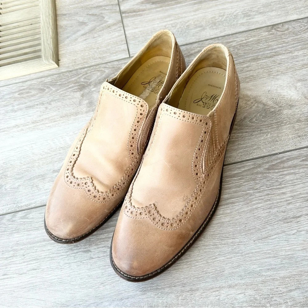 Johnston & Murphy Nude Sheepskin Leather Wingtip Oxford